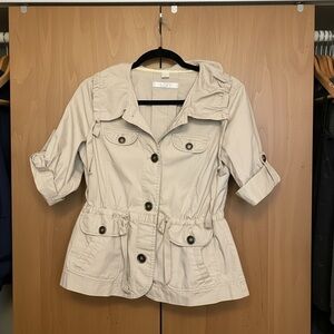Ann Taylor LOFT Short Sleeve Safari Jacket – Beige